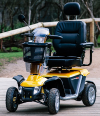 photo of a yellow scooter